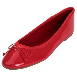 Feversole Size 8M Ballet Flats Red Patented PU Comfort Memory Foam Cushioned